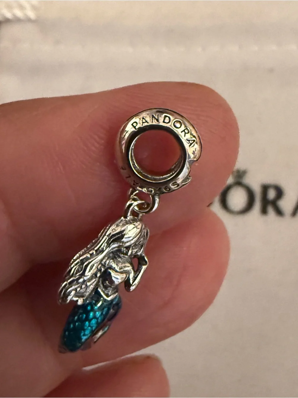 Pandora Silver Mermaid Charm with Teal Tail